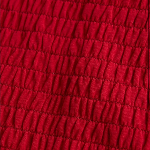 HOLLISTER Smocked Square-Neck Crop Top - Red - Picture 2 of 9